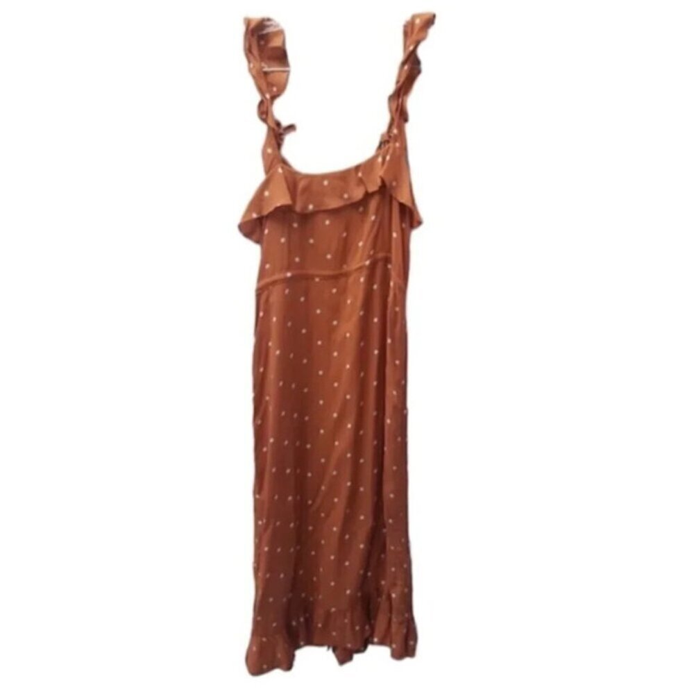 For Love and Lemons Natalia Midi Polka Dot Orange Saffron Dress XS - Picture 9 of 16